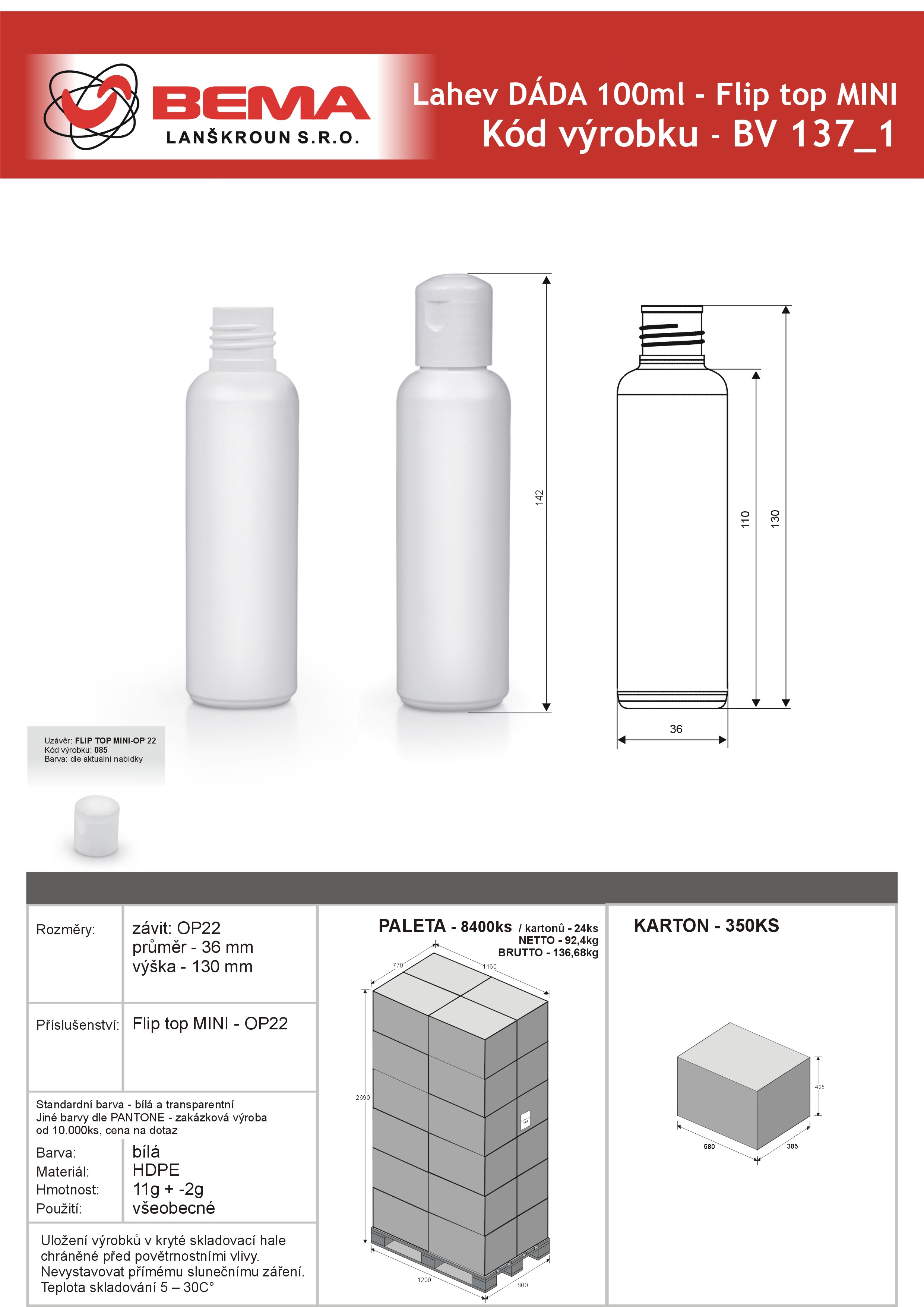 Dada 100ml na Flip top mini -19-1-2021